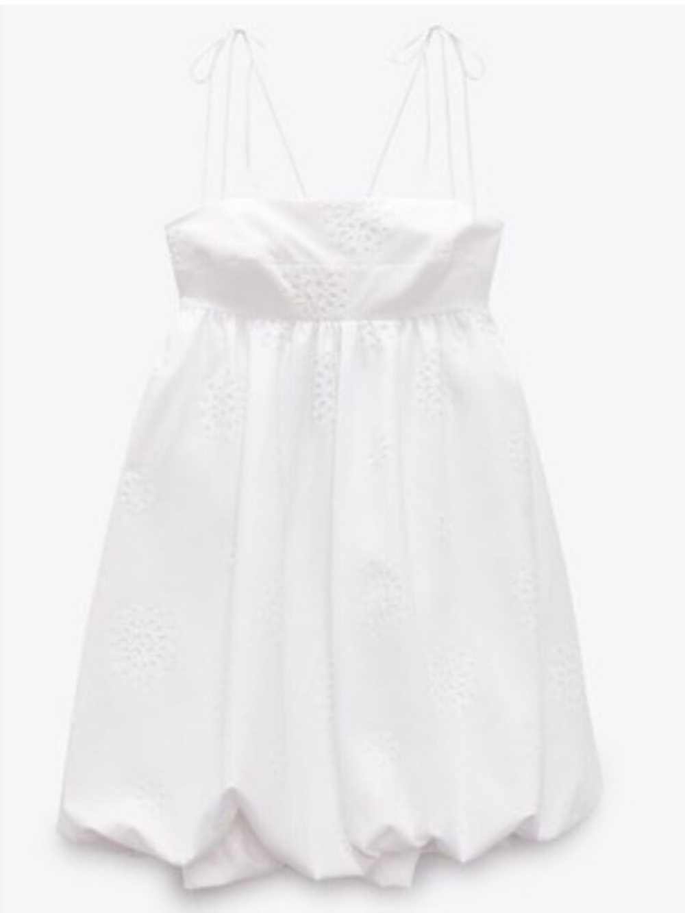 White Eyelet Tie-Shoulder ZARA Dress